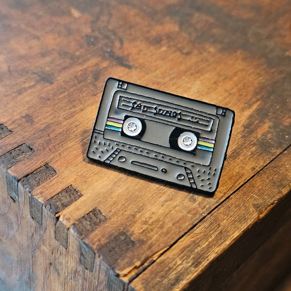 Gray Cassette Tape Enamel Pin Unisex OS Retro 80s 90s Music Nostalgia